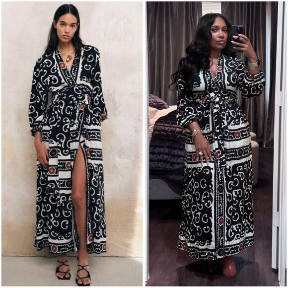 ZARA PRINTED WRAP-STYLE DRESS - Picture 1 of 6